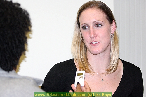 Cathrine Kraayeveld being interviewed.